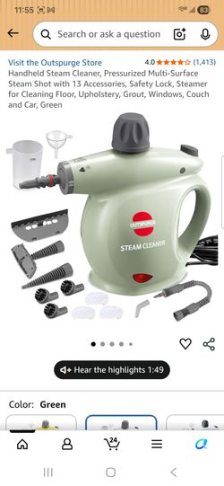 Handheld Steam Cleaner, Pressurized Multi-Surface Steam Shot with 13 Accessories, Safety Lock, Steamer for Cleaning Floor, Upholstery, Grout, Windows,