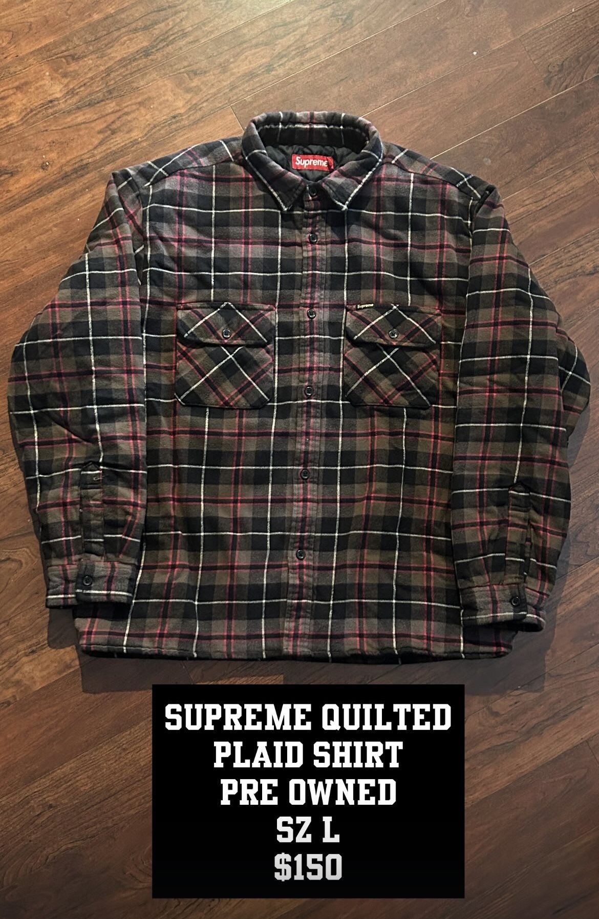 Supreme Quilted Plaid Shirt Size Large