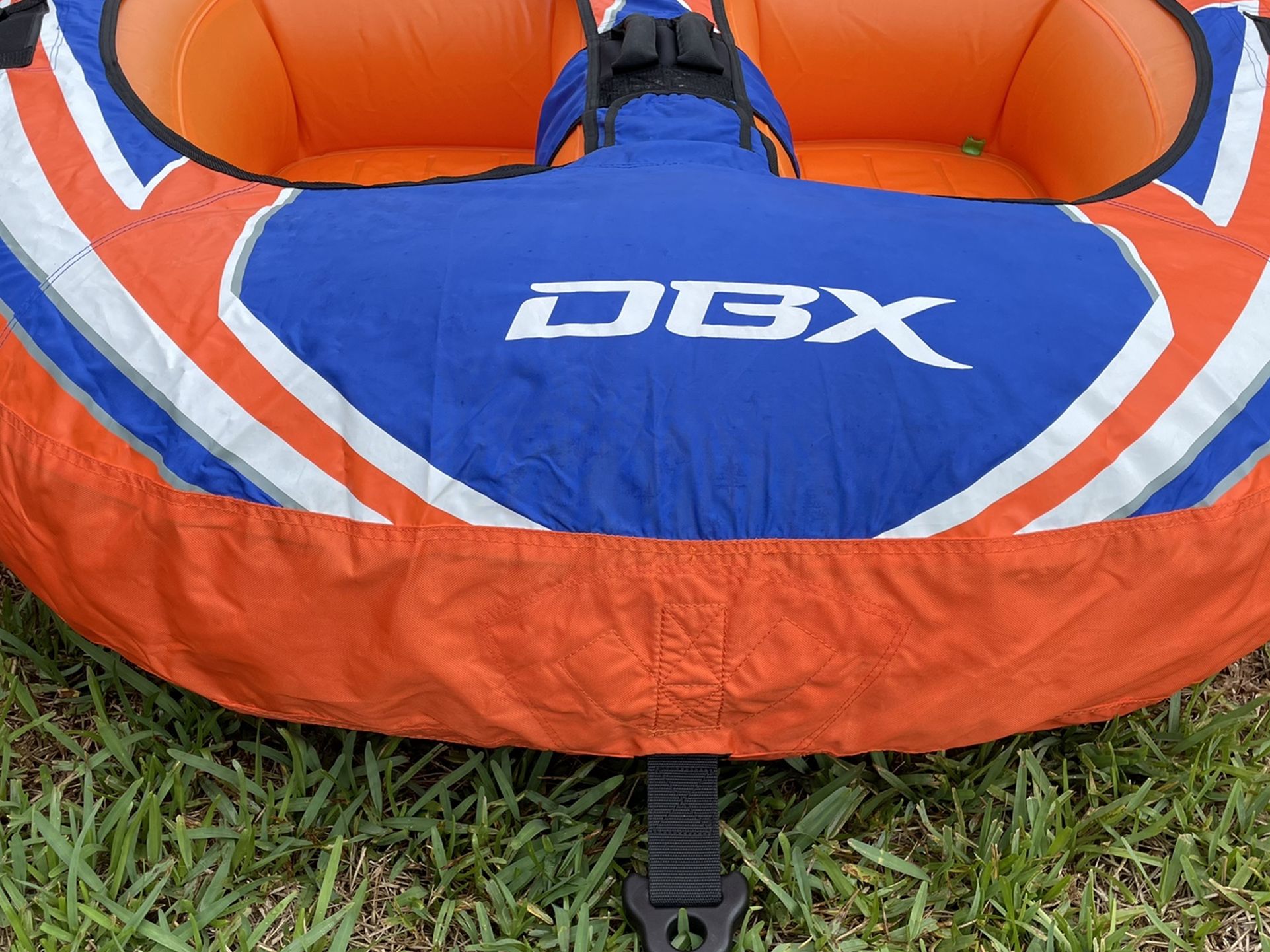 DBX 2-rider Towable Tube with 60’ Tow Rope, Towing Harness and Tube Caddy