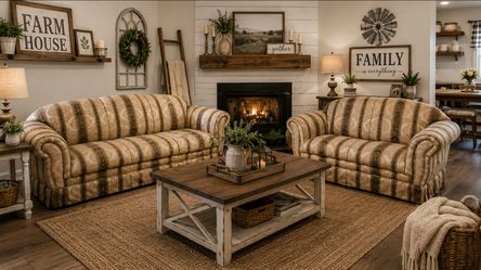 Elegant Striped Sofa Set