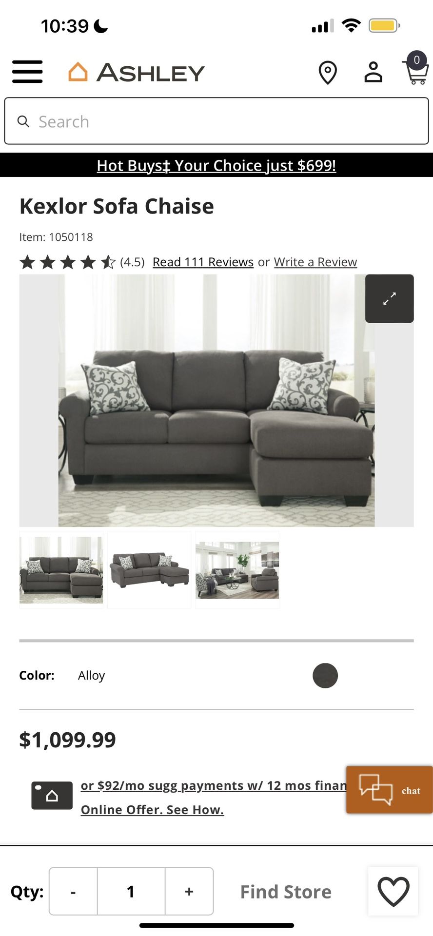 Kexlor Sofa Chaise - Sofa/Couch