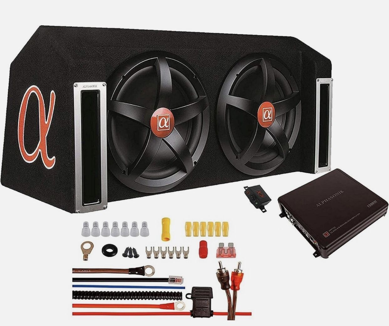 Alphasonik APP122 12" 1500W Dual Subwoofer Car Bass with Amplifier & Install Kit