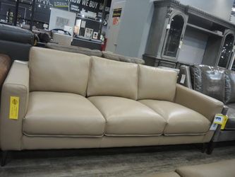 Tan Leather Track-Arm Sofa - Simon Li Dahl
