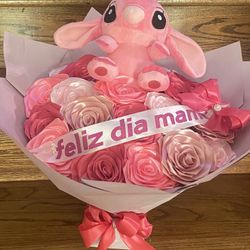ramo de rosas eternas y peluche para mama