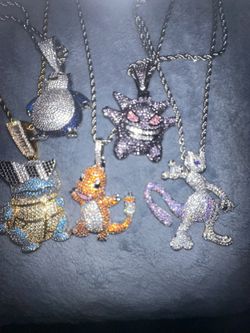 CZ Silver And Gold Plated Pokémon Pendants And Chain