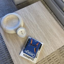 Faux travertine coffee table & rug