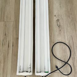 2 x Lifelite Lighting 4-Foot 2-Light White Electronic Channel Fluorescent Strip Light, Shop Light