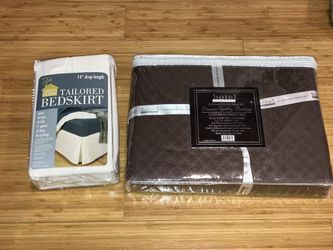 Queen Size Beige Tailored Bedskirt, 14”, New!