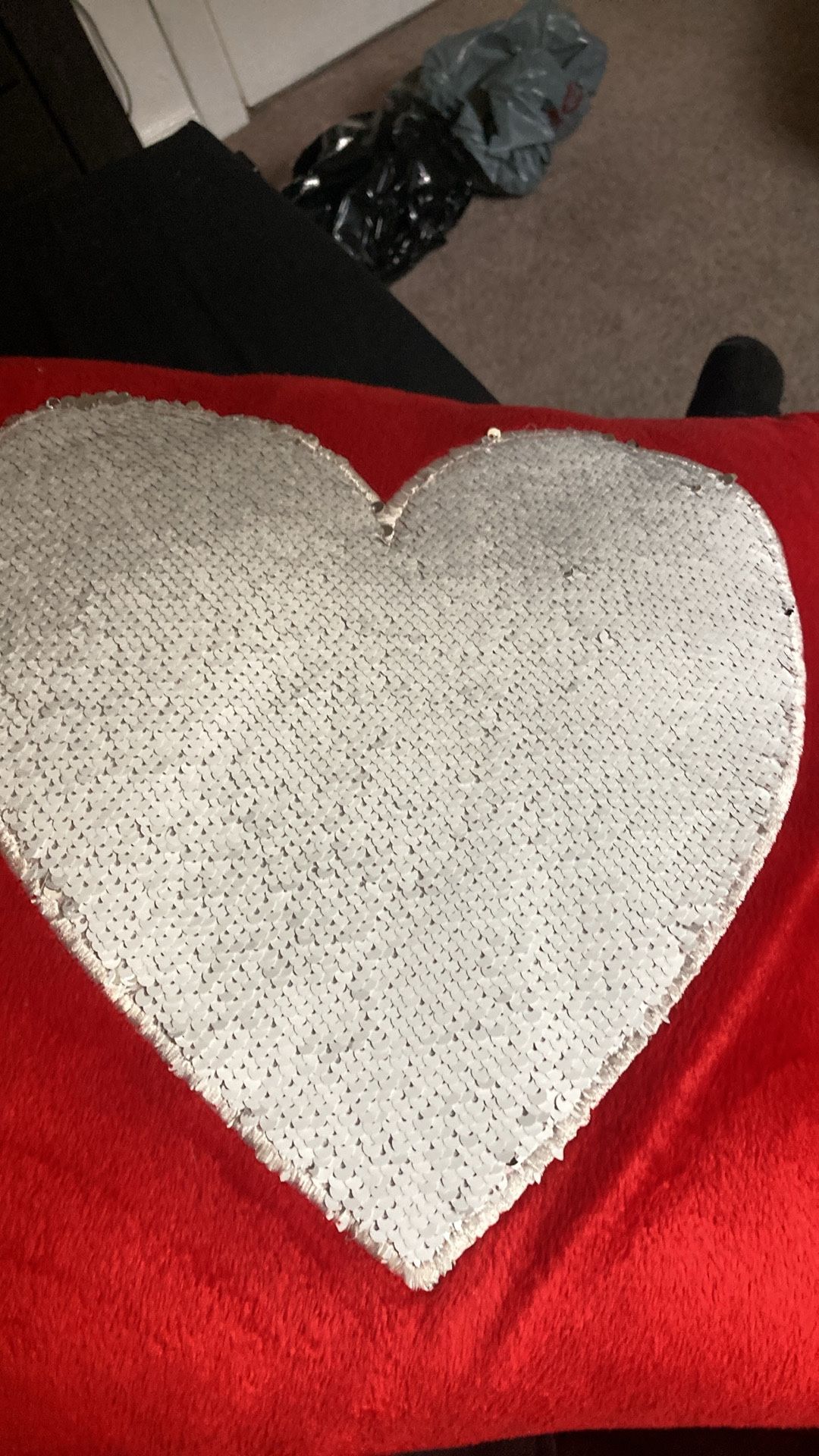 Silver / white sequin  16” square pillow 