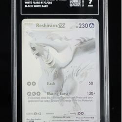 2025 POKEMON WHT EN-WHITE FLARE BLACK WHITE RARE #173 RESHIRAM EX TAG 9
