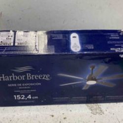 Harbor Breeze Bradbury 60-in Integrated LED Downrod or Flush Mount Bronze Ceiling Fan with Light