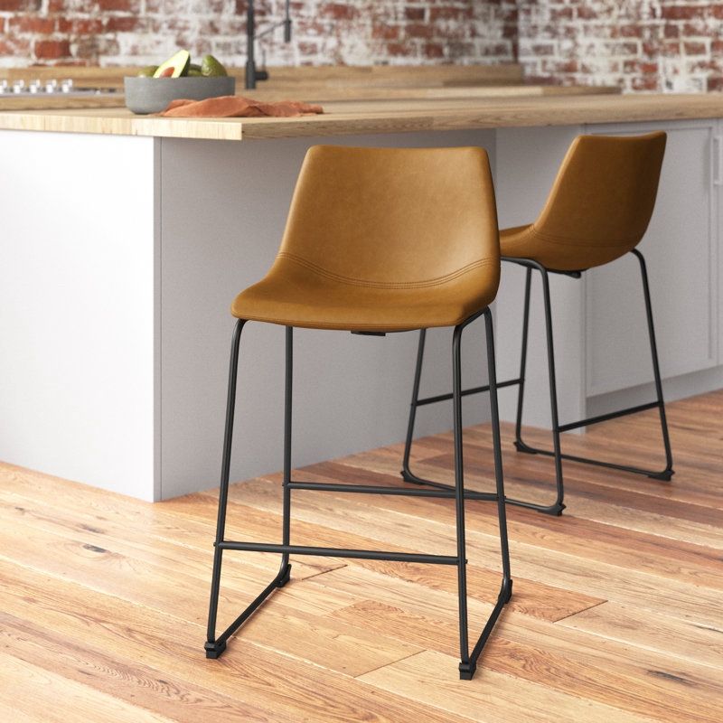 SET OF 2 FAUX LEATHER BAR STOOLS ( BRAND NEW AND ASSEMBLED )