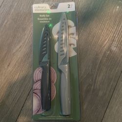 culinary elements 2pc Kitchen Knife Set - Black & Gray Handles