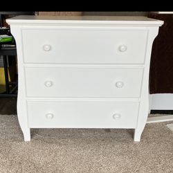 3 Drawer White Dresser 