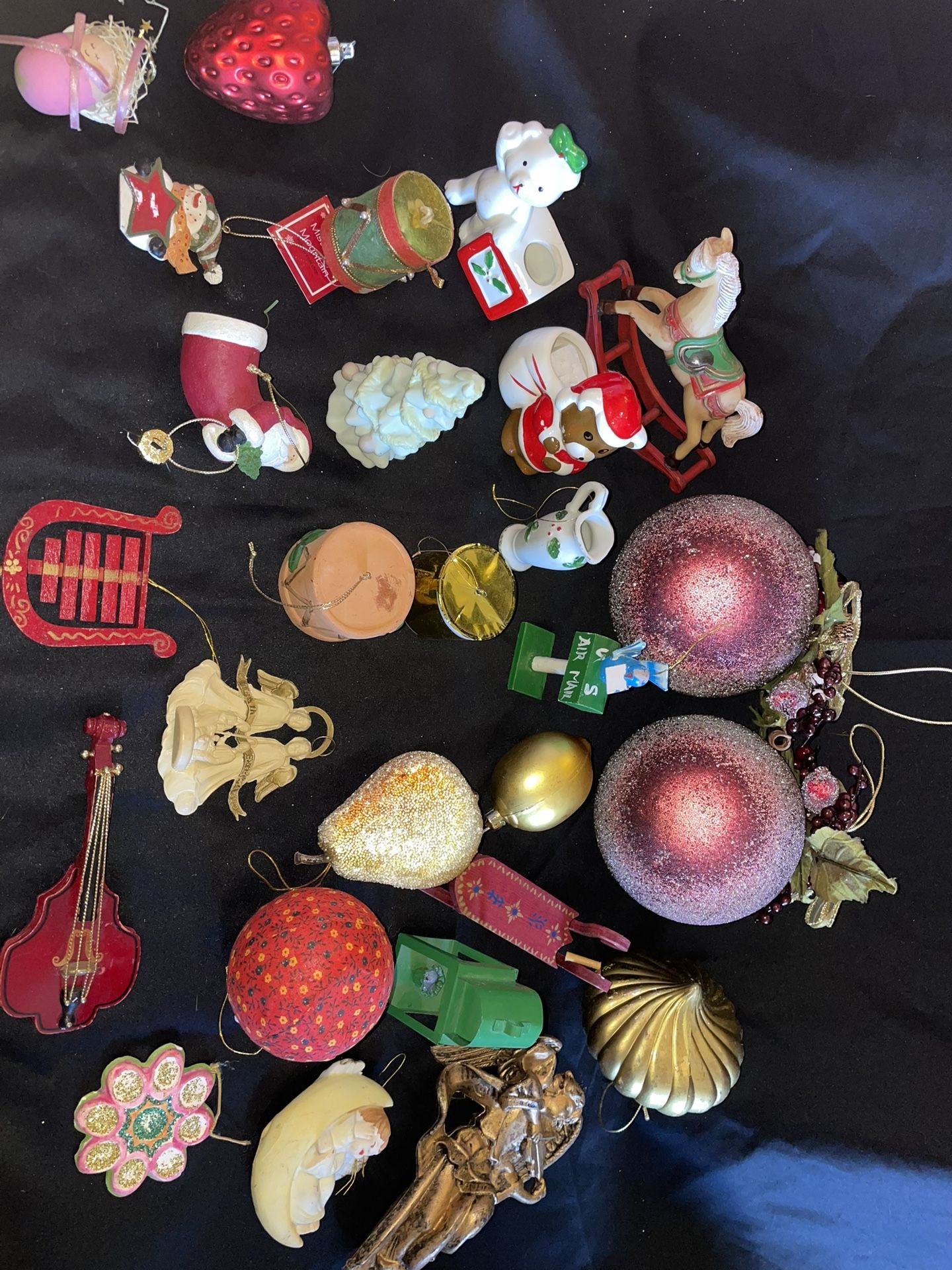 Christmas Ornaments and Decor- set of 27- used- candle holders- LOTI