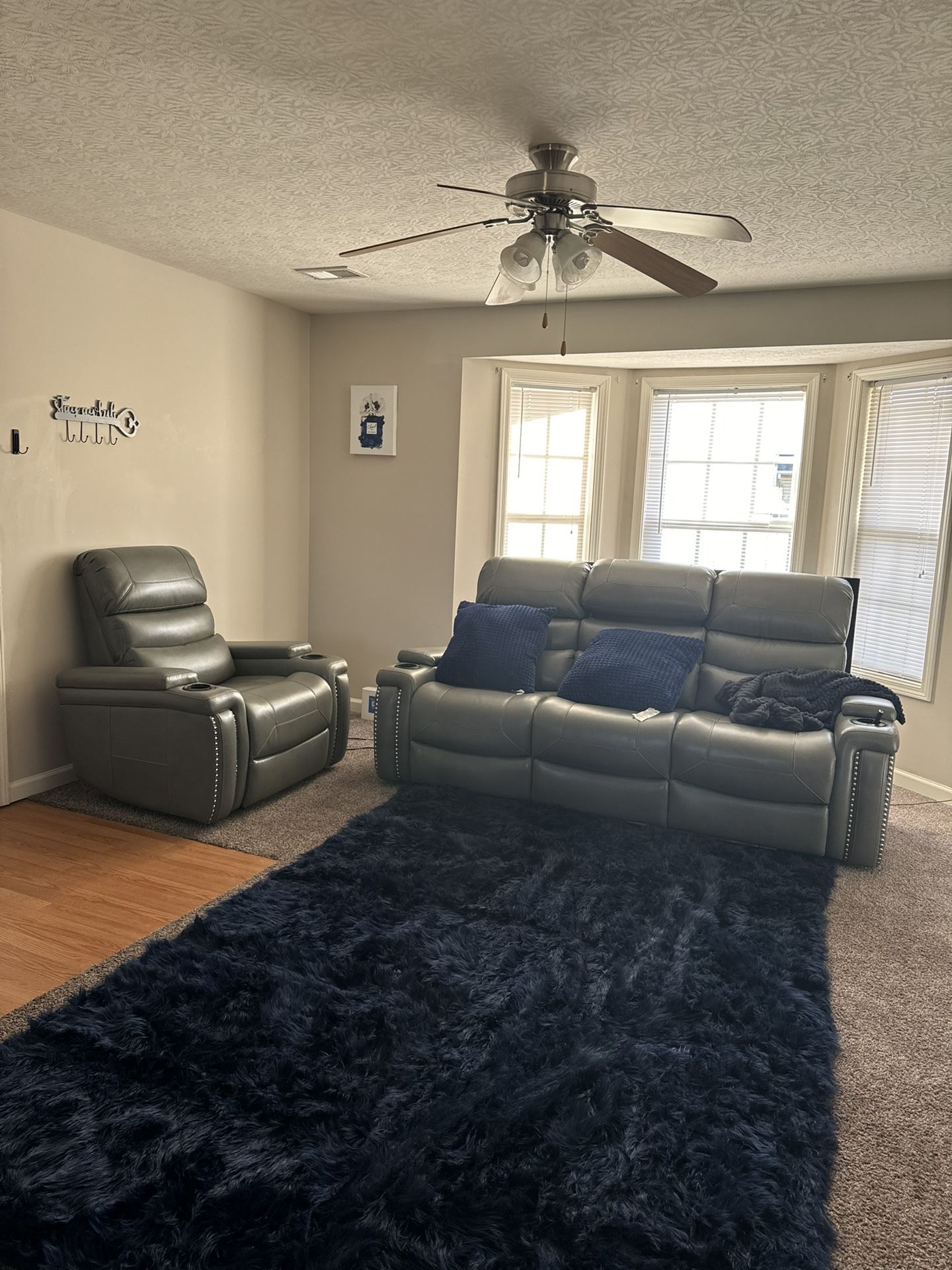 Leather Sofa & Recliner W/LED Blue Underglow Lights