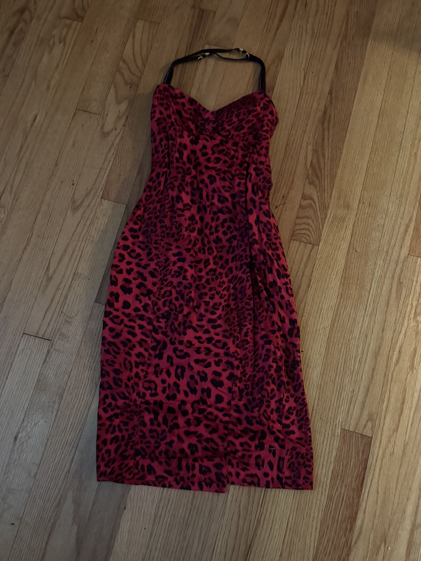 Red Leopard Print Dress
