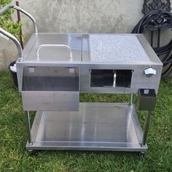 Stainless Steel BBQ Cart With Built-in Ice Chest.