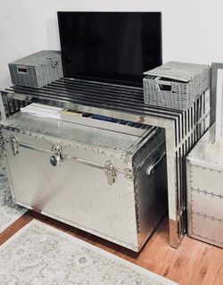 Solid Stainless Steel Modern Entry Table or TV Stand
