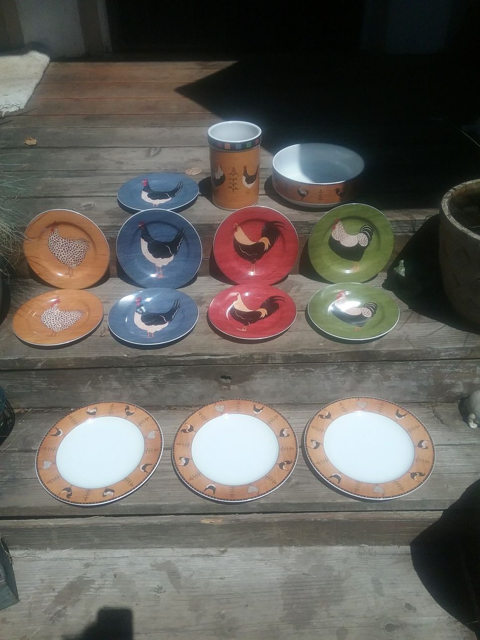 Brandon House Country Quartet Dinner Plates, Dessert Plates, Salad Bowl and Spoon Holder