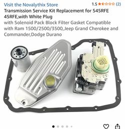 Transmission Service Kit Replacement for 545RFE 45RFE,with White Plug with Solenoid Pack Block Filter Gasket Compatible with Ram 1500/2500/3500,Jeep G