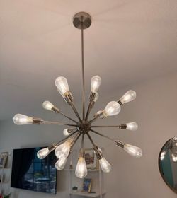 Nickel Chandelier - Dimmable, Sputnik Mid-Century Modern