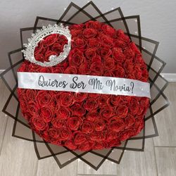 100 Red Glitter Roses 
