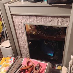 Electric Fireplace Mantel Surround (Heater Not Included) Retail Was Over $800!! Stone Look Grey Finish BEAUTIFUL for Any Living Room Or Den Area 