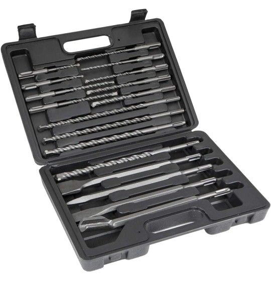 17-Pieces Concrete Rotary Hammer Drill Bits Set & Chisels (SDS PLUS) w/Carrying Case