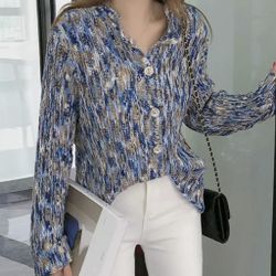 🌸NEW🌸Women Rainbow Knitted Sweater Jumper Top Cardigan Coat Casual Button Long Sleeve , size M , New Casual  knit sweater  Should: 14.5” Chest :  19