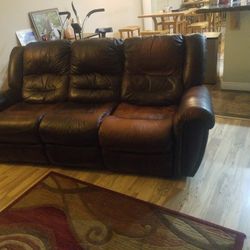 1 Leather Sofa W 2 Reclining Chairs
