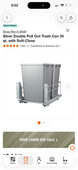 Rev-A-Shelf Double Pull Out Trash Can 35 qt.