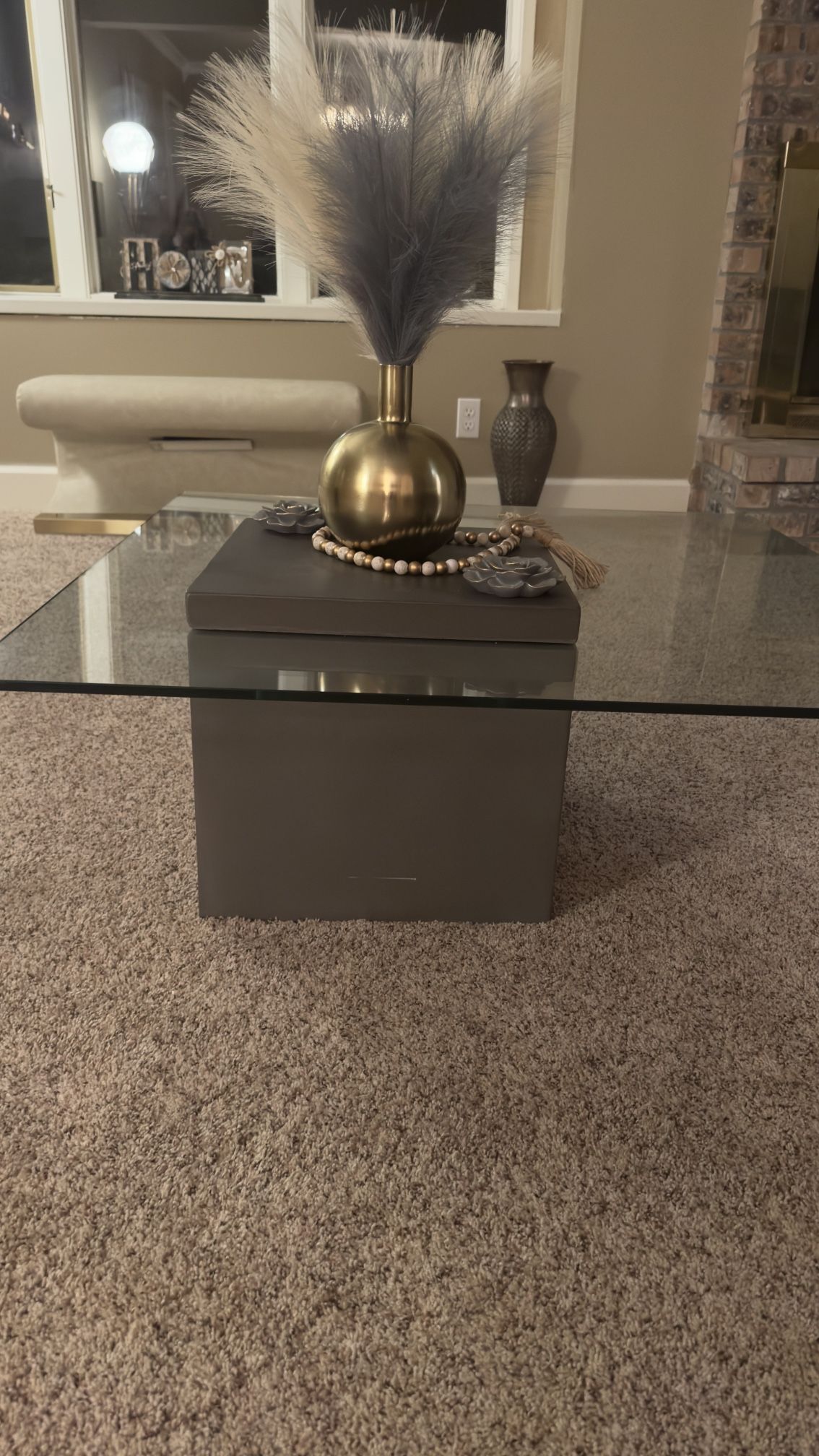 Coffe Table Stone And Glass 