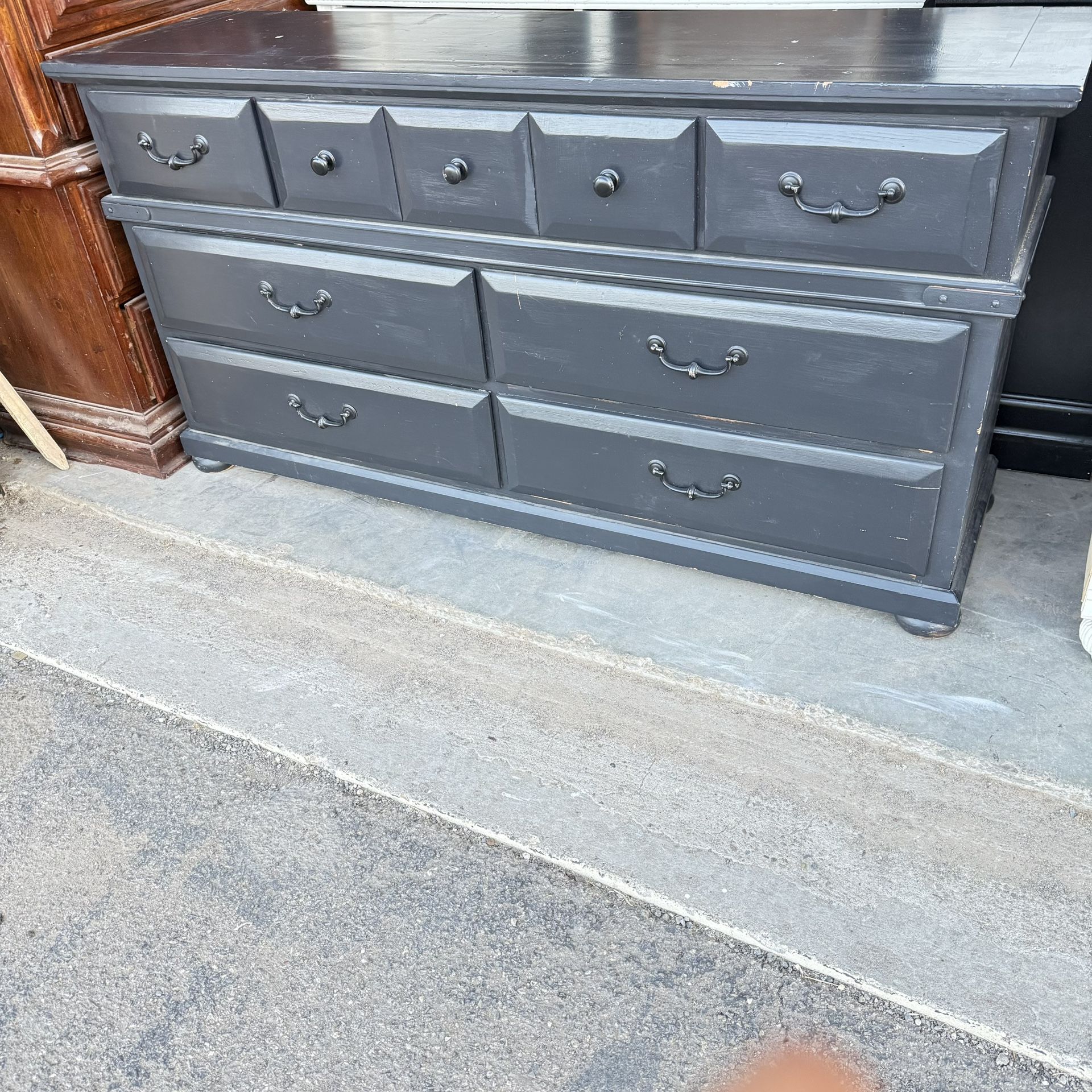 solid wood grey dresser Kaycee Farmhouse Dresser 7 Drawers