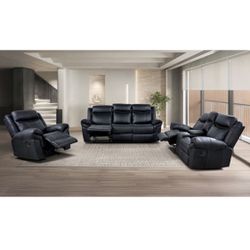 Recliner Set Of 3pc, Living Room Set, Chair + Loveseat + 3-Seater Sofa Couch