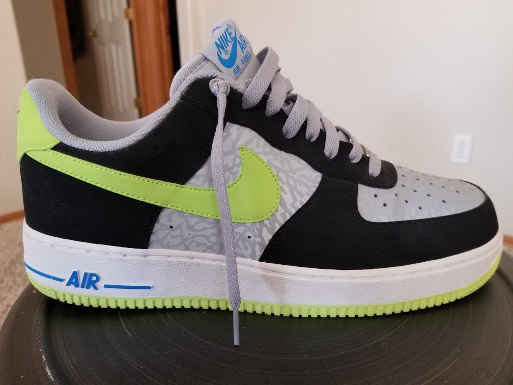 Nike Air Force 1 Reflective Silver/Black/Volt Men Size12
