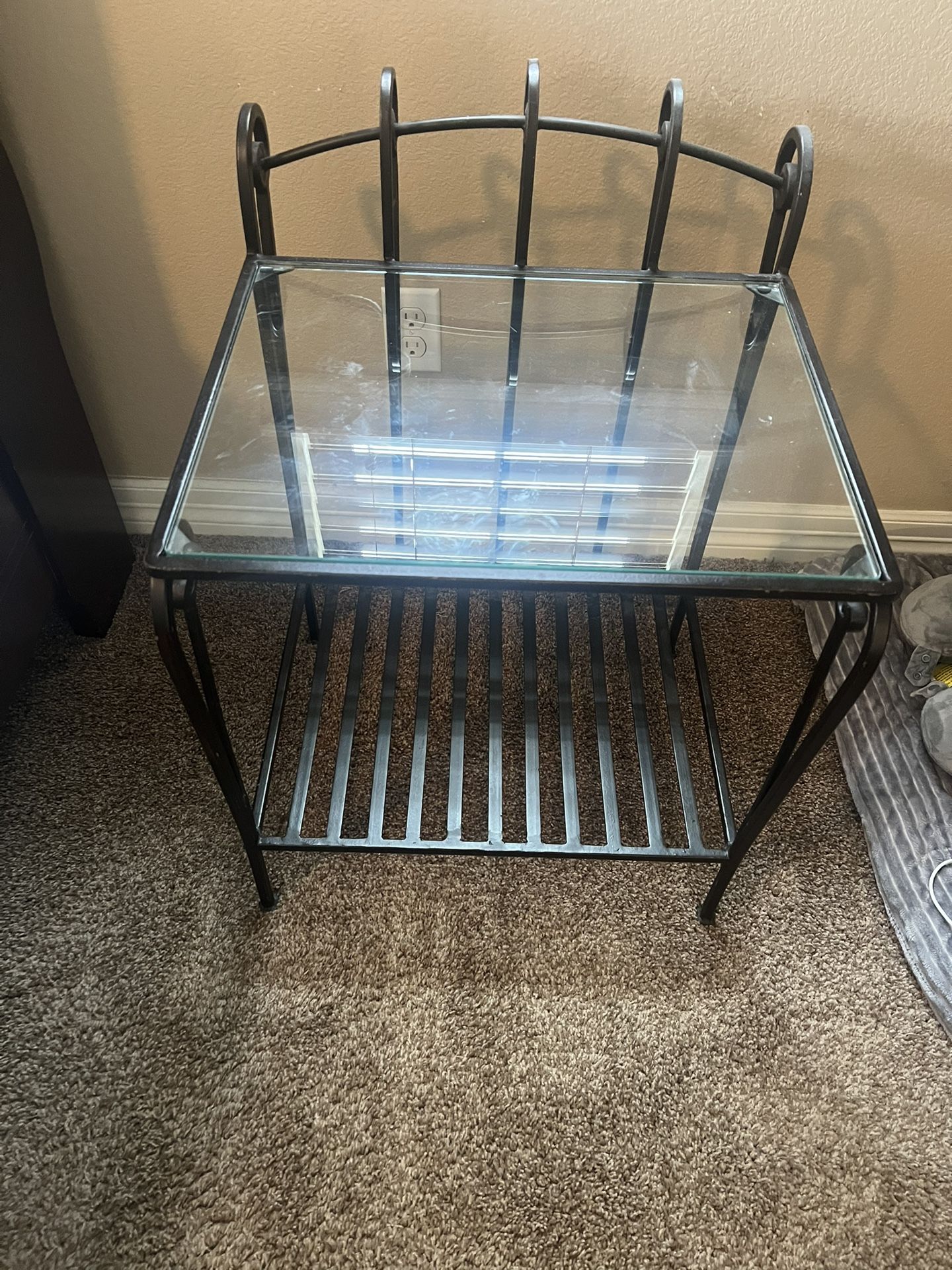 Pier 1 Imports Wrought Iron & Glass Top Night Stands