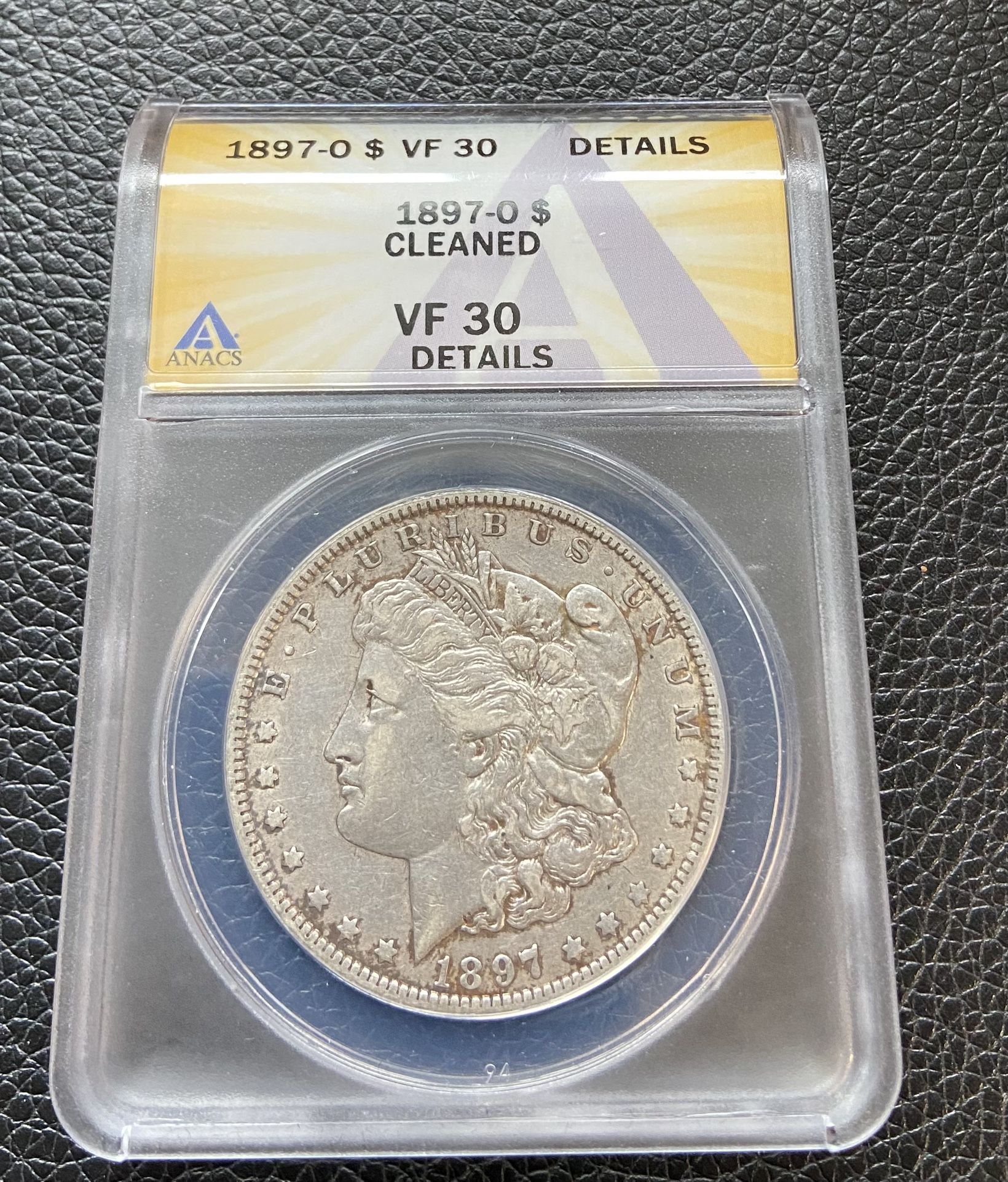 1897 O Morgan Dollar VF 30 cleaned Details ANACS Silver