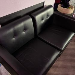 Black Leather Two Seater Couch