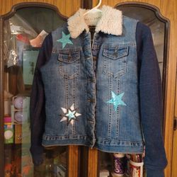 Vigoss Blue Denim Lined Jacket Girl's Size 14