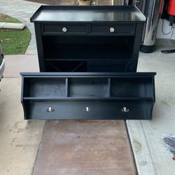Buffet Table and Matching Wall Shelf