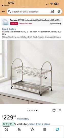 Gralara Sturdy Dish Rack, 2-Tier Rack for 450 Mm Cabinet
