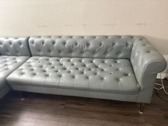 MOVING SALE – Modern Modular Grey Chesterfield/PU Leather Sectional Sofa