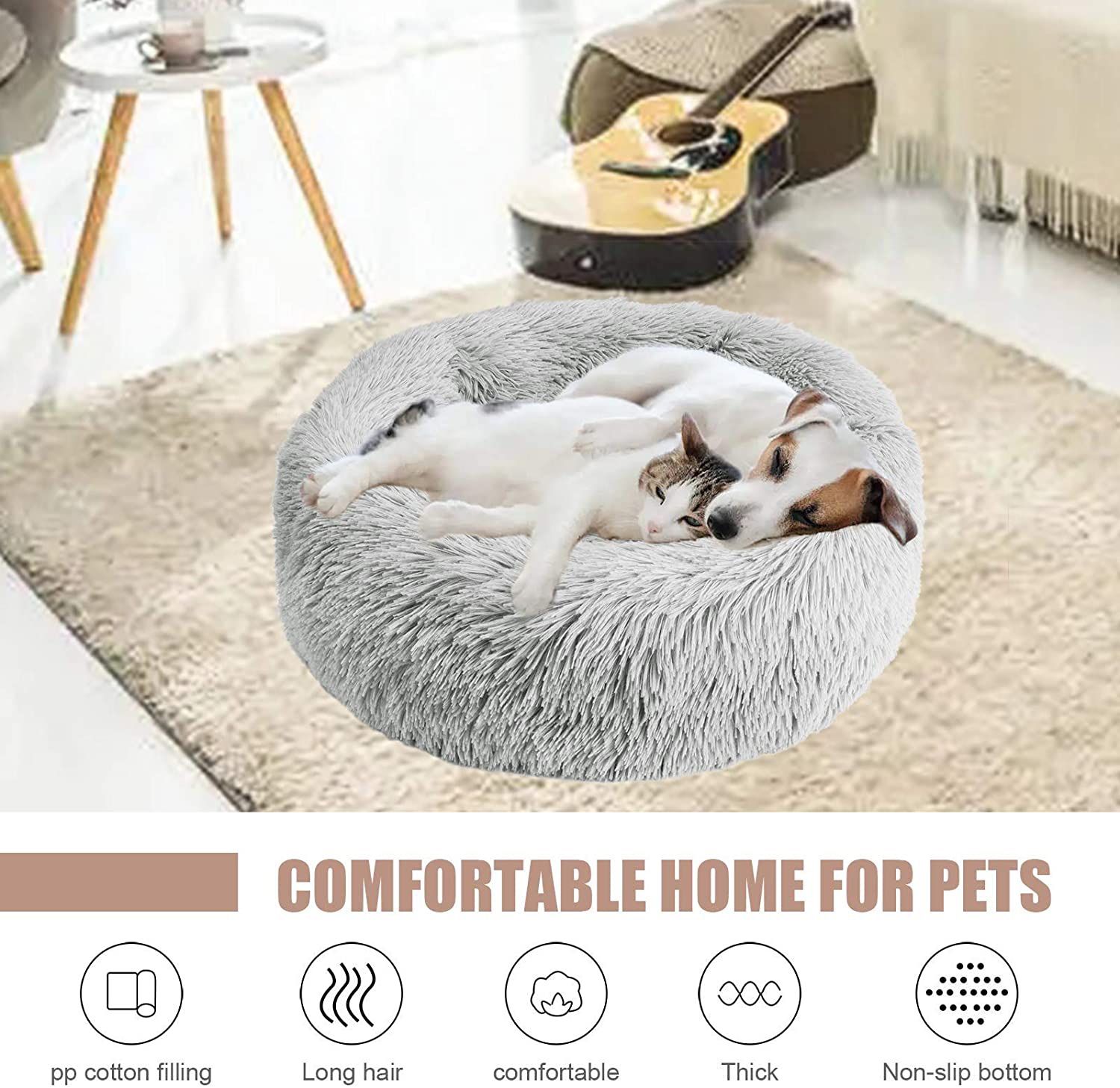NEW 30” Calming Donut Pet Bed (Light Grey)