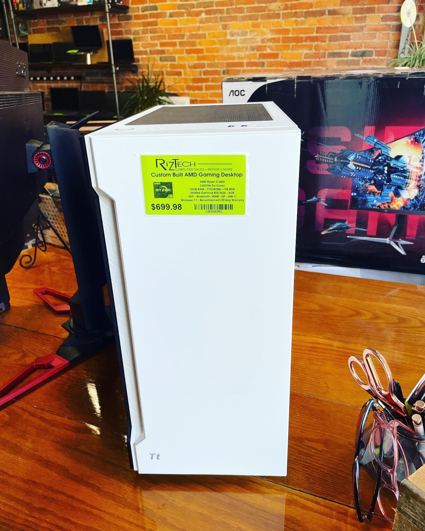Custom Built Gaming Desktop AMD Ryzen 5 3600 3.60GHz Six-Cores 16GB RAM 512GB SSD 1TB HDD 8GB GPU