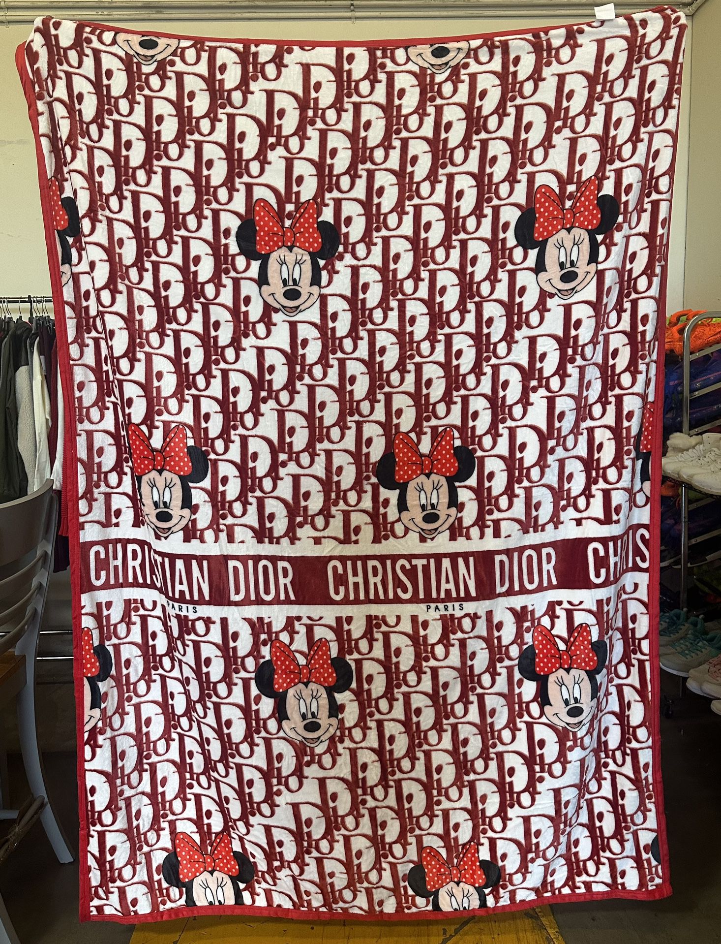 Christian Dior Ft Minnie Mouse 60x80” Blanket, New