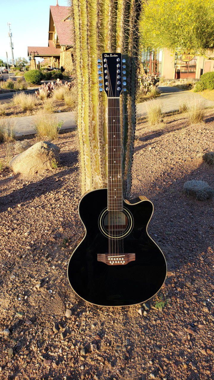 New 12 String Acoustic Electric Requinto Guitar Black Combo with Gig Bag & Accessories Guitarra Electrica Acústica Docerola 12 Cuerdas