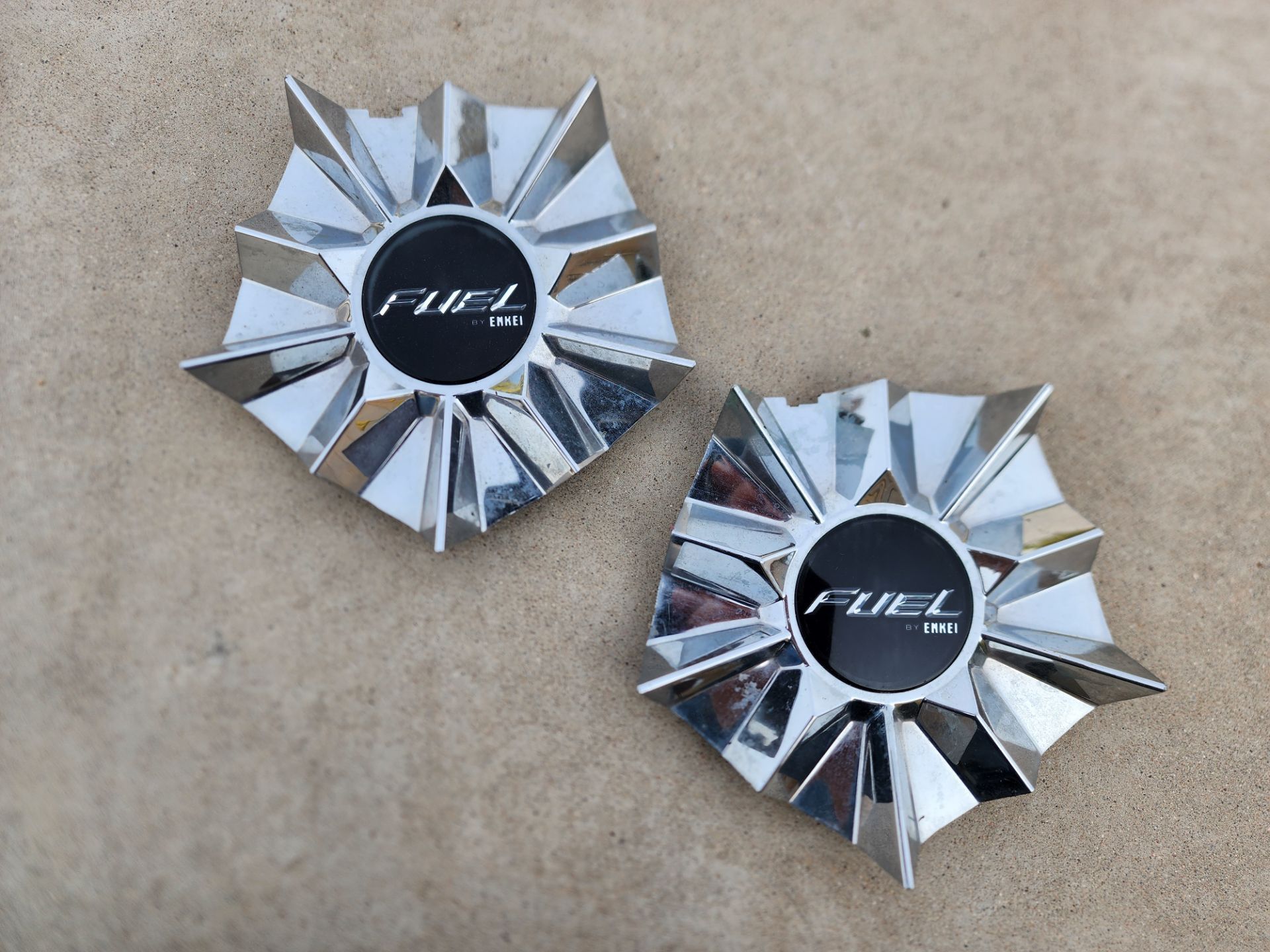Fuel By Enkei Chrome Plastic 6-1/2" Hubcap Wheelcover Center Cap Pair