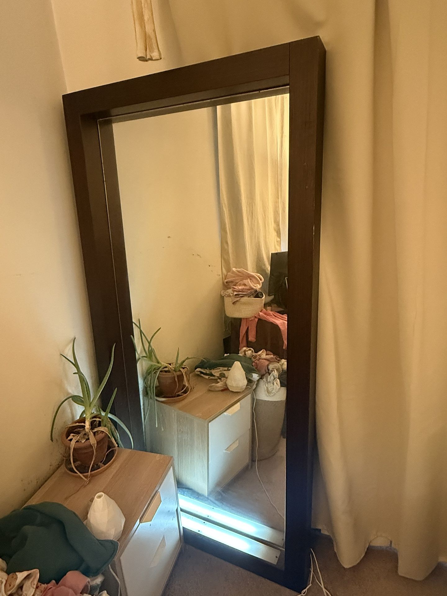 Wooden Framed Mirror With Light