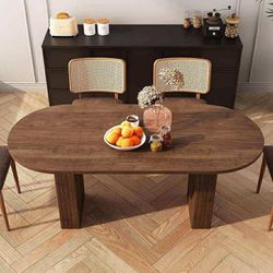 70.8" Oval Dining Table For 4, Modern Farmhouse Kitchen Table For 6,